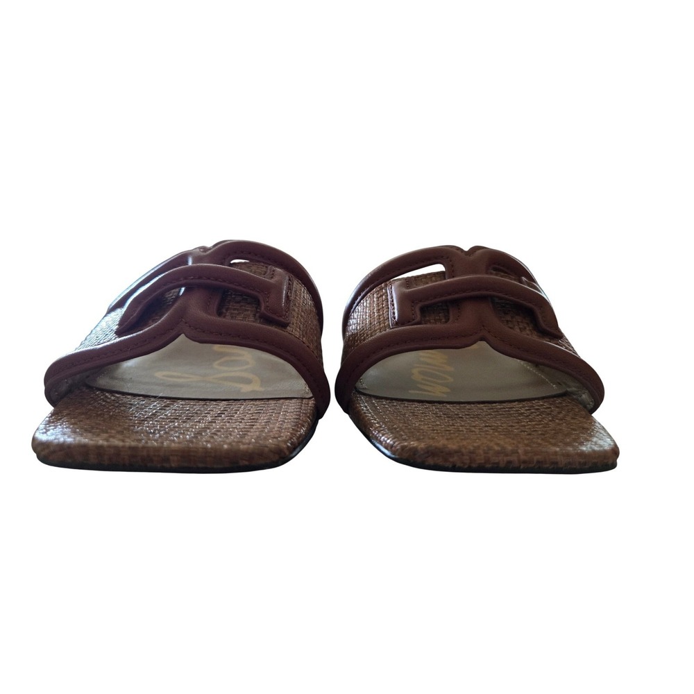 Sam Edelman Briar Mules Size 7.5 Brown New Woven Raffia Block Heel Sandals - Picture 6 of 7